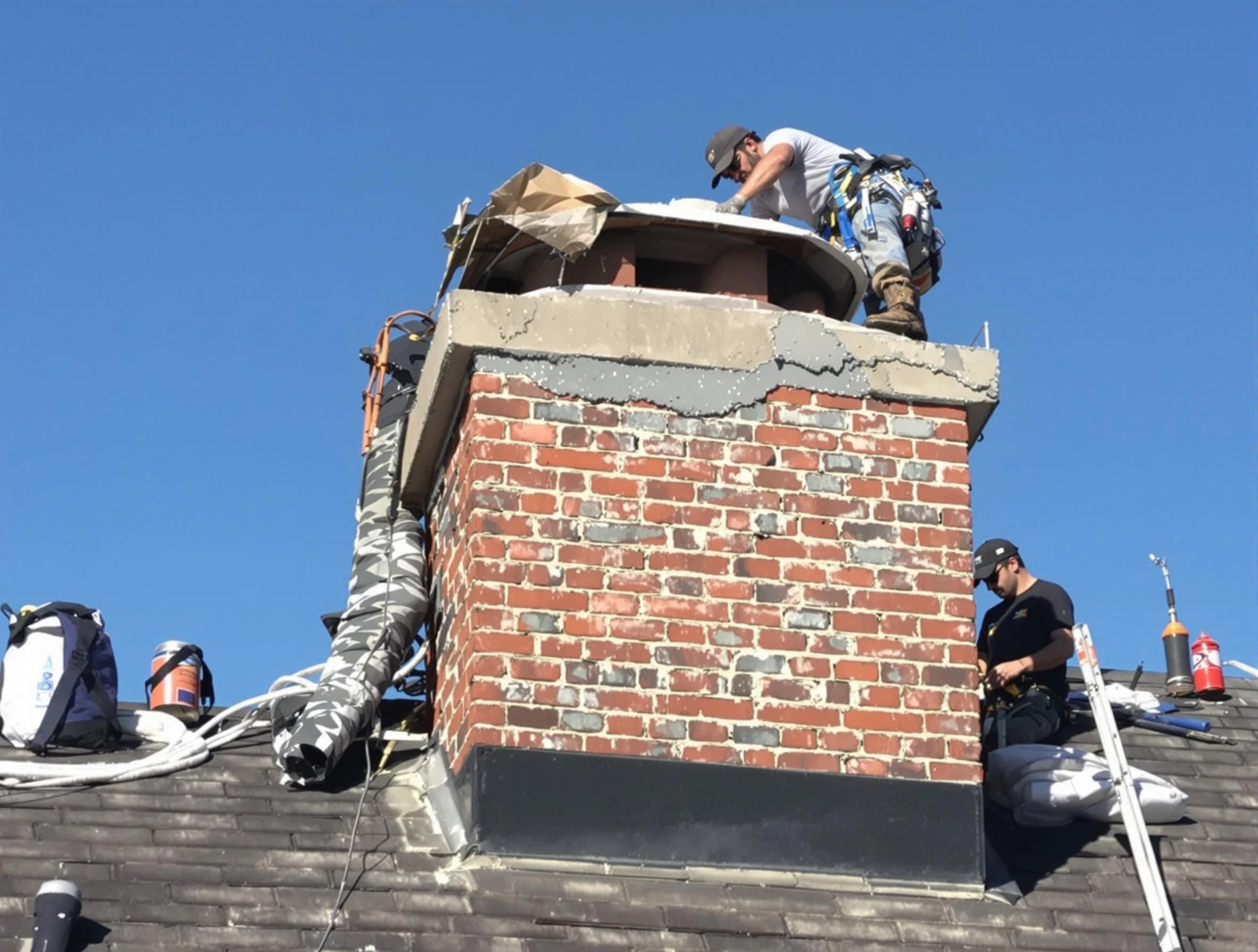 Farmington Chimney Sweep installing a custom chimney crown in Farmington, UT
