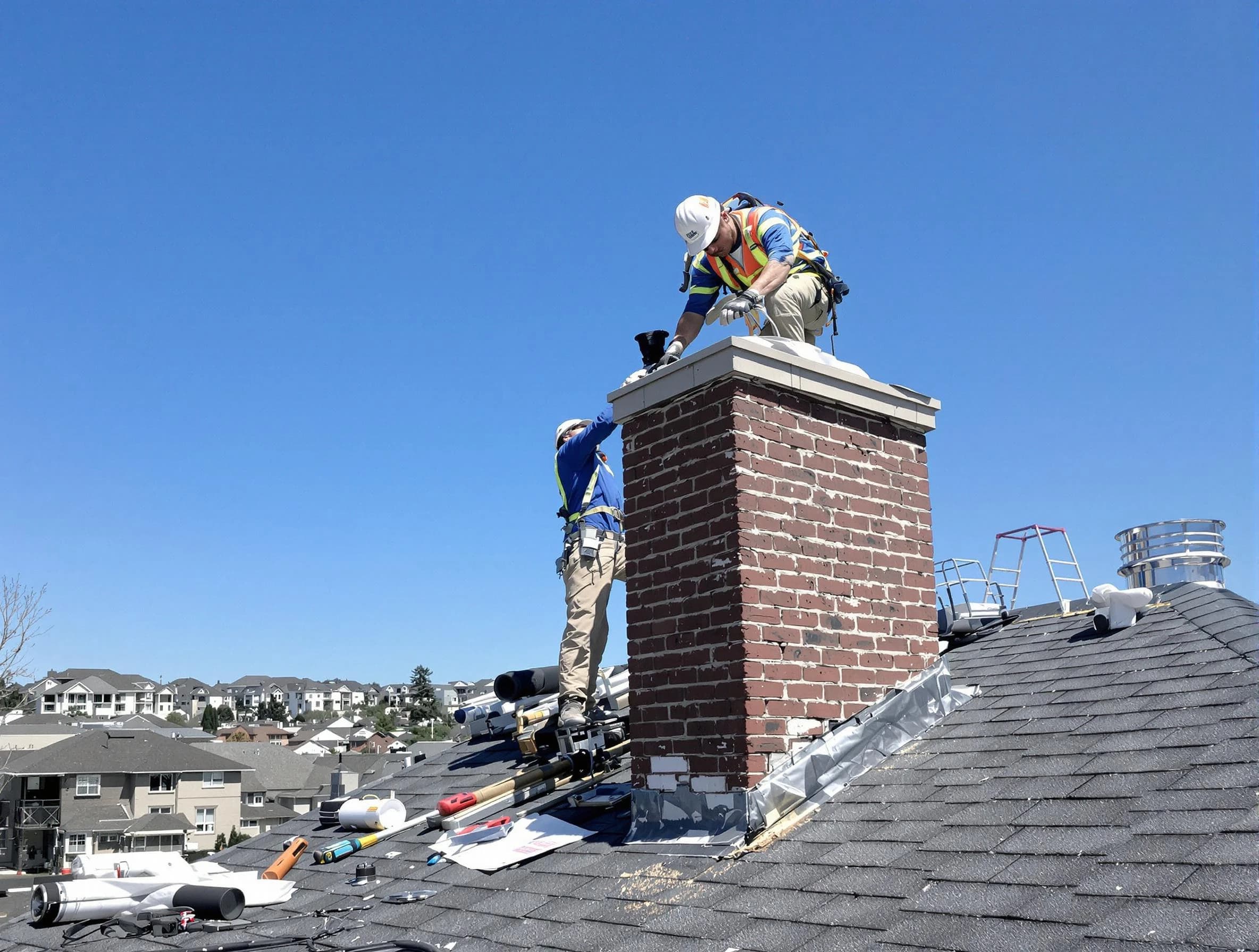 Farmington Chimney Sweep repairing a chimney crown in Farmington, UT