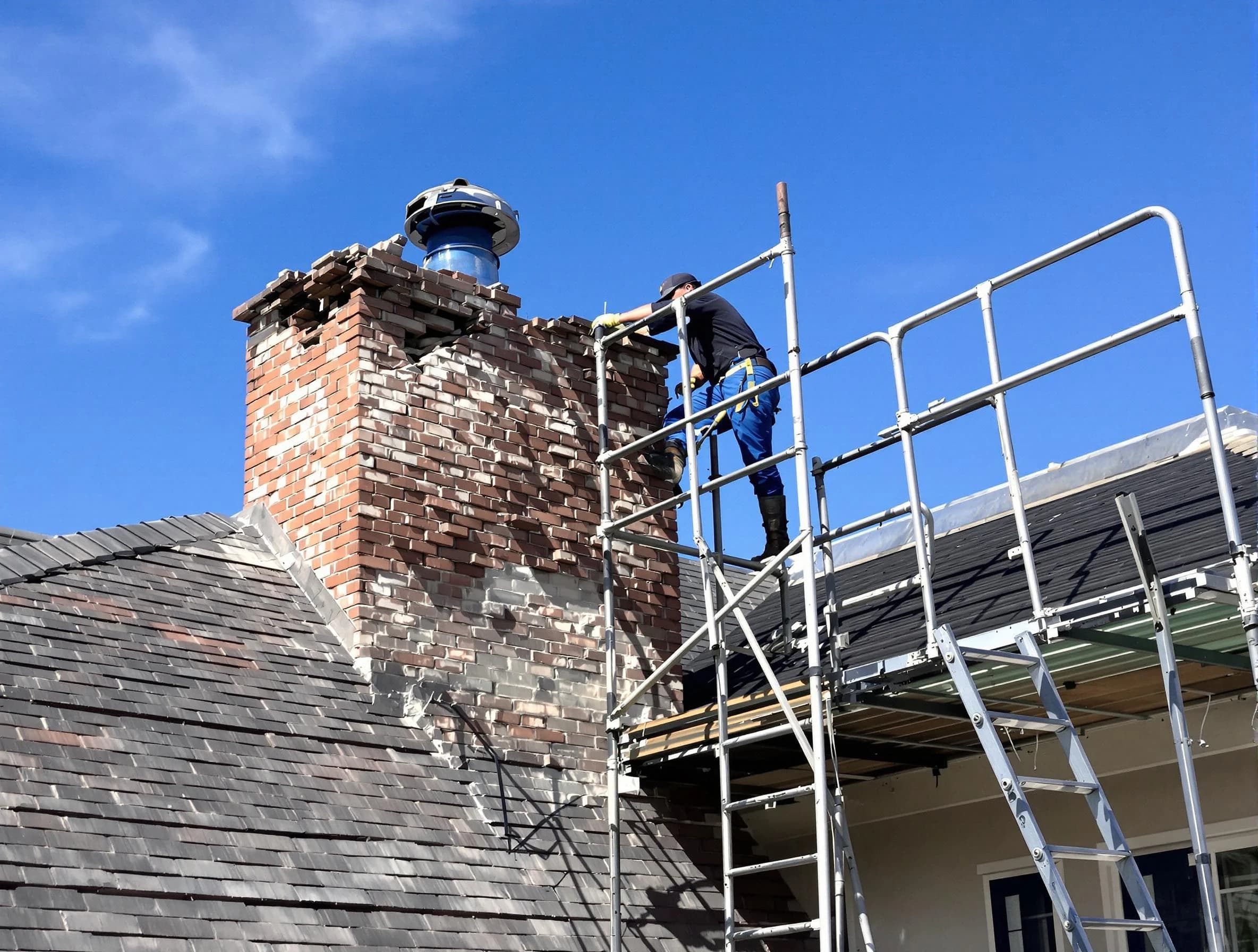 Rebuilding a chimney structure by Farmington Chimney Sweep in Farmington, UT