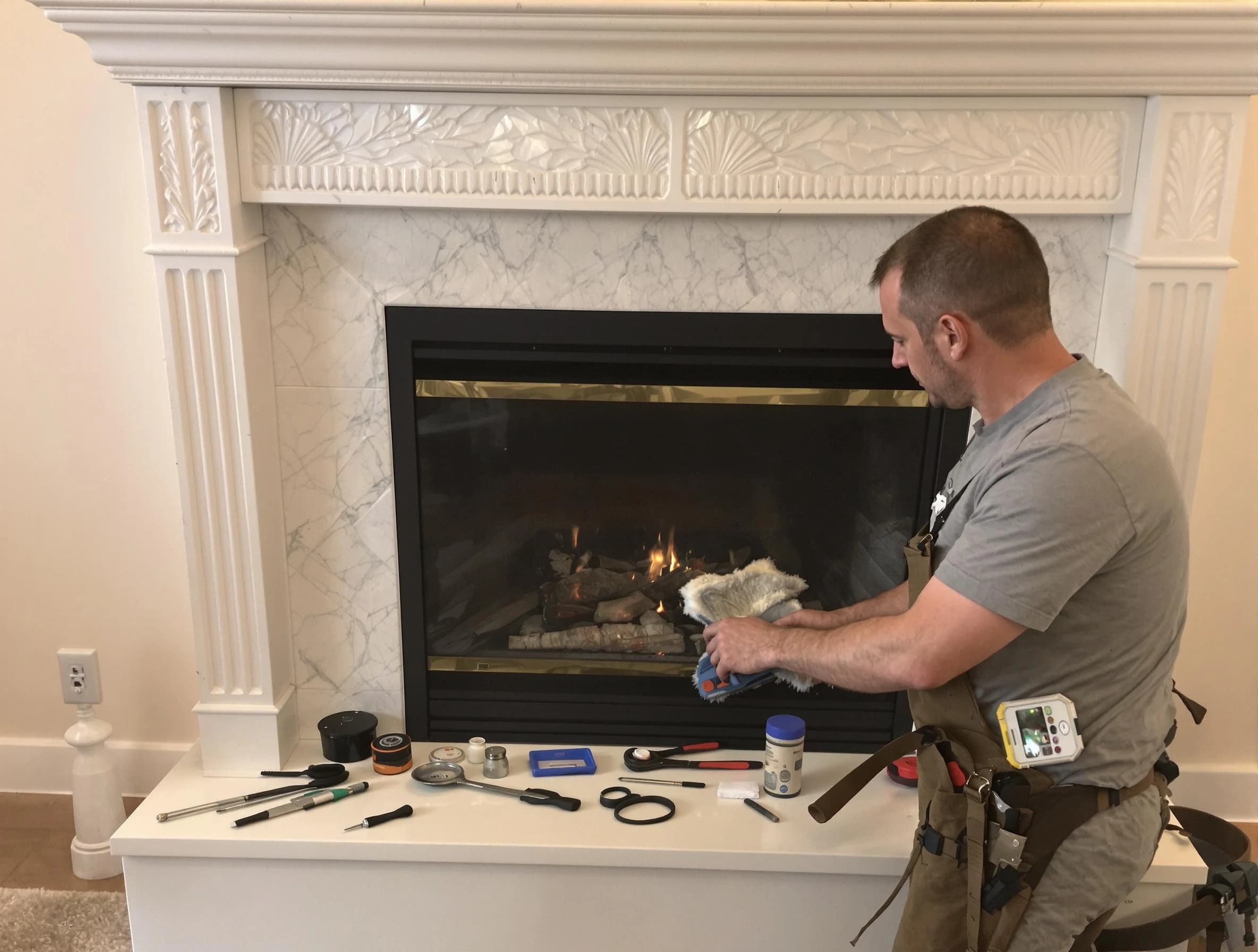 Farmington Chimney Sweep performing fireplace maintenance in Farmington, UT