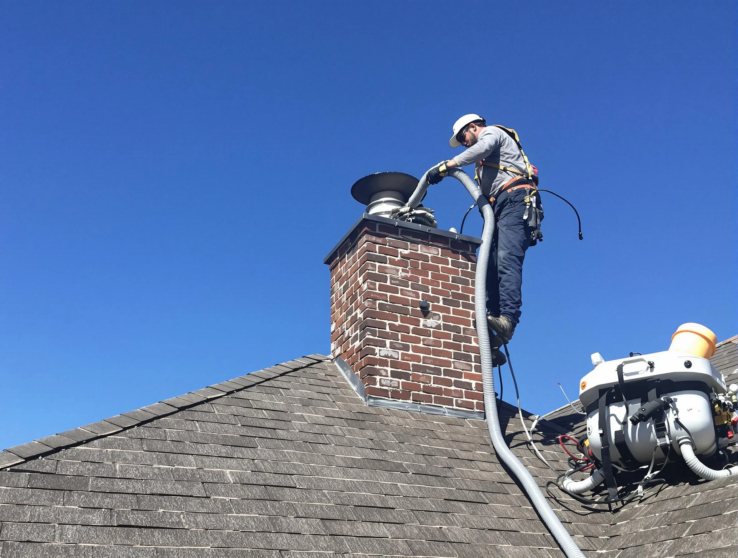 Dedicated Farmington Chimney Sweep team member cleaning a chimney in Farmington, UT