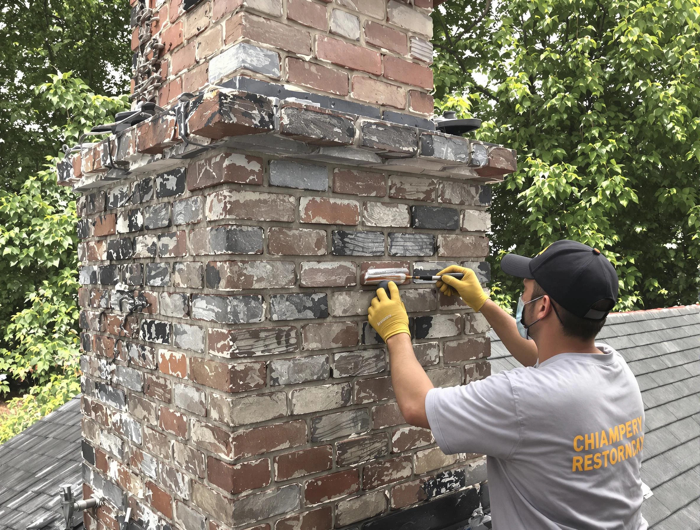 In-progress chimney restoration by Farmington Chimney Sweep in Farmington, UT